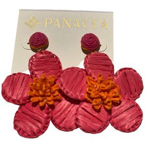 14K Yellow Gold Plated Pink and Orange Flower Drop Earrings